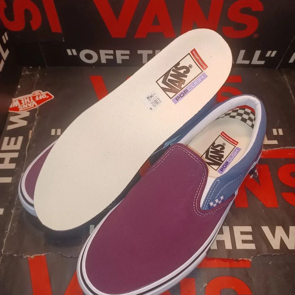 Vans Men's 8.5/Women's 10 Skate Slip On Moonlight Blue/Mauve Wine VN0A5FCAAPO